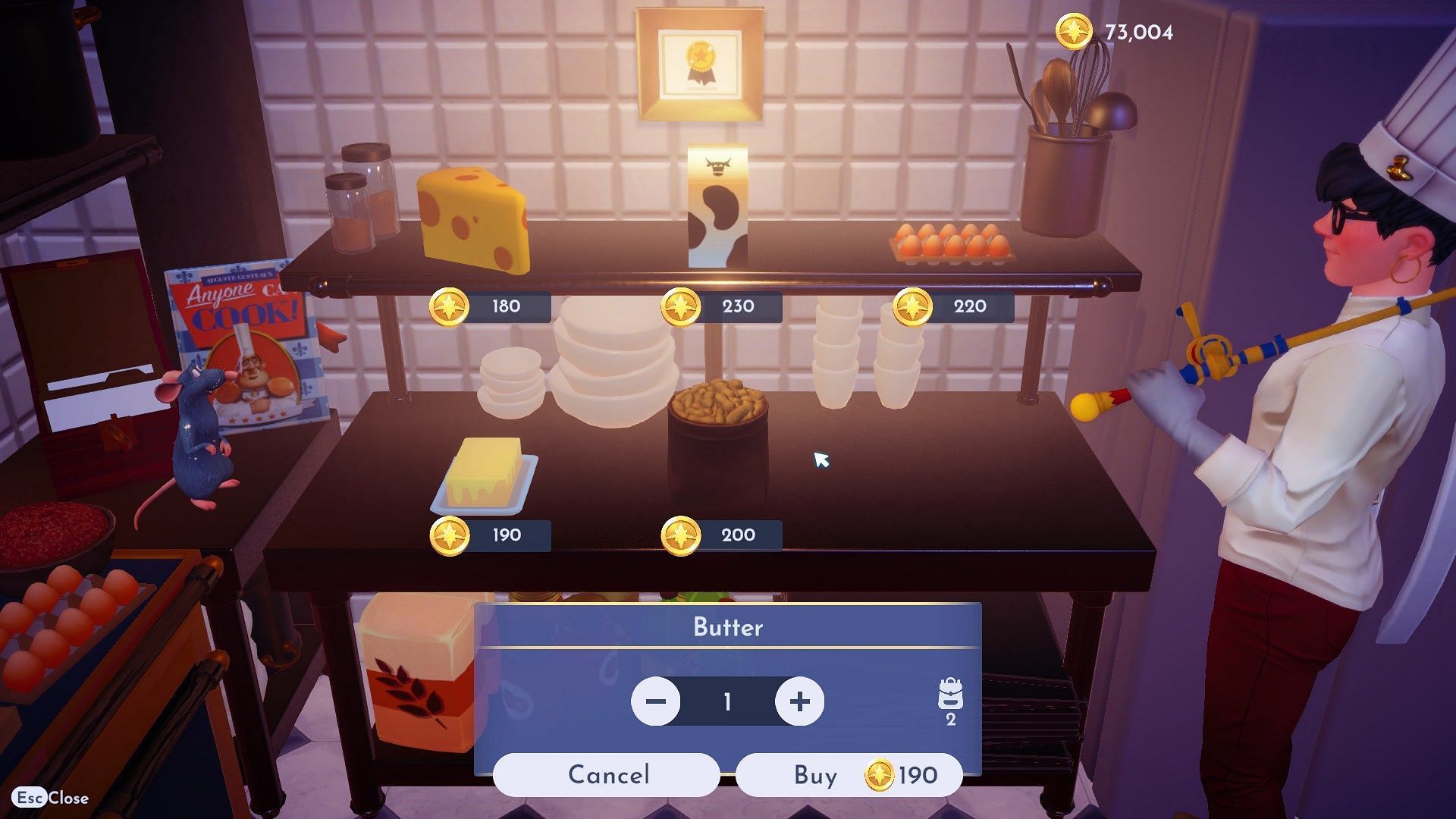 Butter is available for purchase at Chez Remy's restaurant (Image via Gameloft)