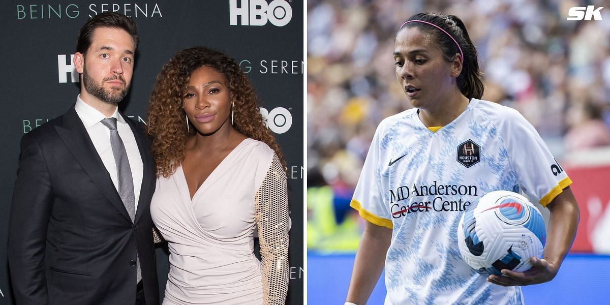 Alexis Ohanian and Serena Williams (L), Maria Sanchez (R), Sources: Getty