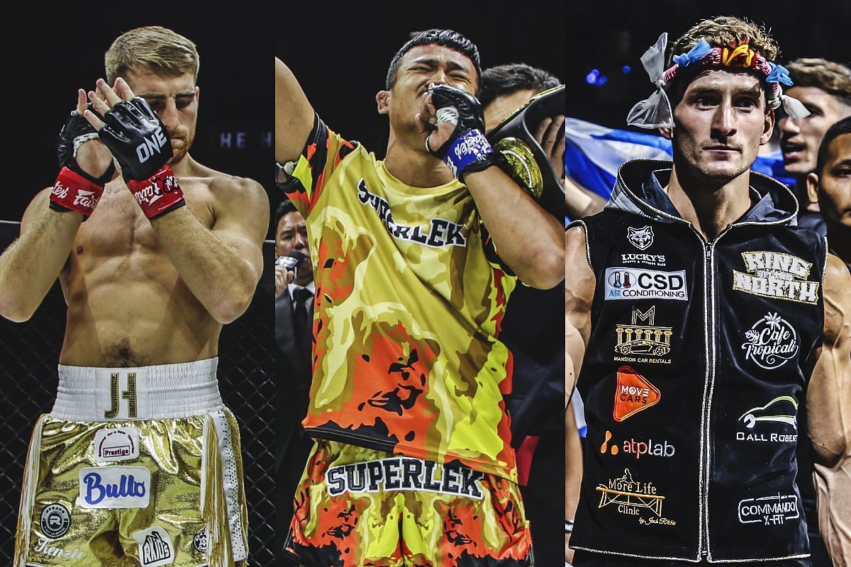 From left to right: Jonathan Haggerty, Superlek, Nico Carrillo | Image by ONE Championship