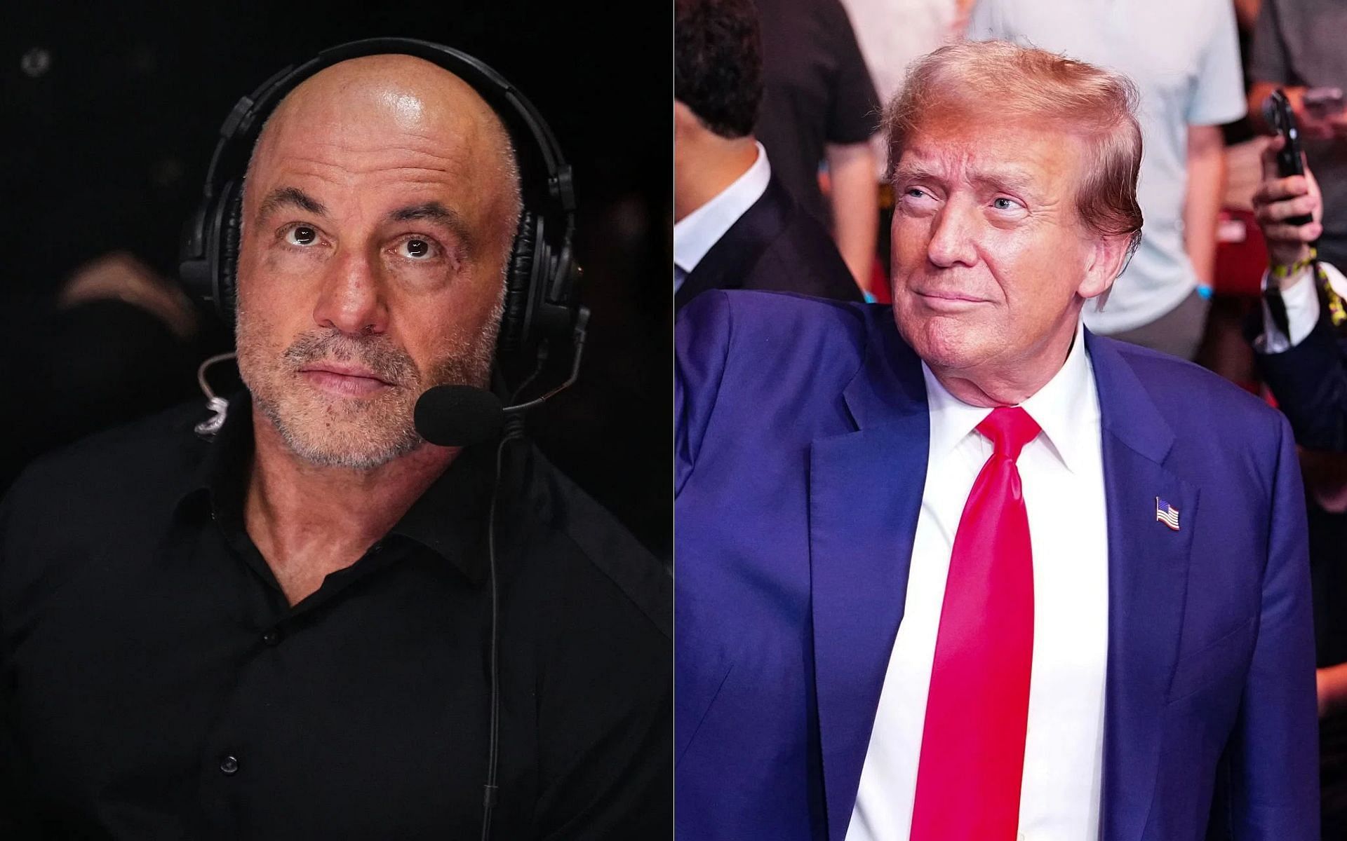 Joe Rogan (left) speaks about Donald Trump (right) [Image courtesy: Getty]