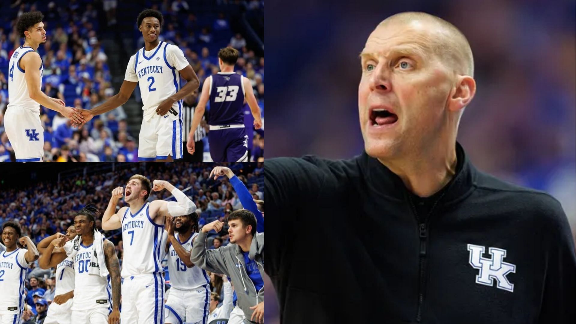 Kentucky Wildcats coach Mark Pope (right) was impressed with what his team did in the exhibition game against Kentucky Wesleyan (Image Source: IMAGN).