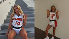 WATCH: Miami's Cavinder twins show off cool moves in Hurricanes uniform for 2024 media day