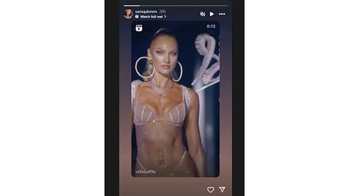 Jackson Merrill's girlfriend Sammie Quinn's Instagram Story featuring Candice Swanepoel (Source: Instagram @samquinnnn)