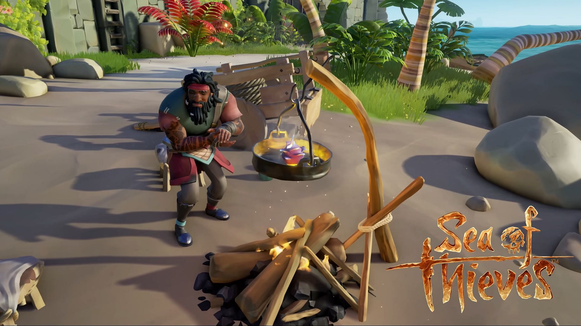 Cook Merfolk&#039;s Merfruit in Sea of Thieves to turn it into an Enchanted Merfruit (Image via Rare)