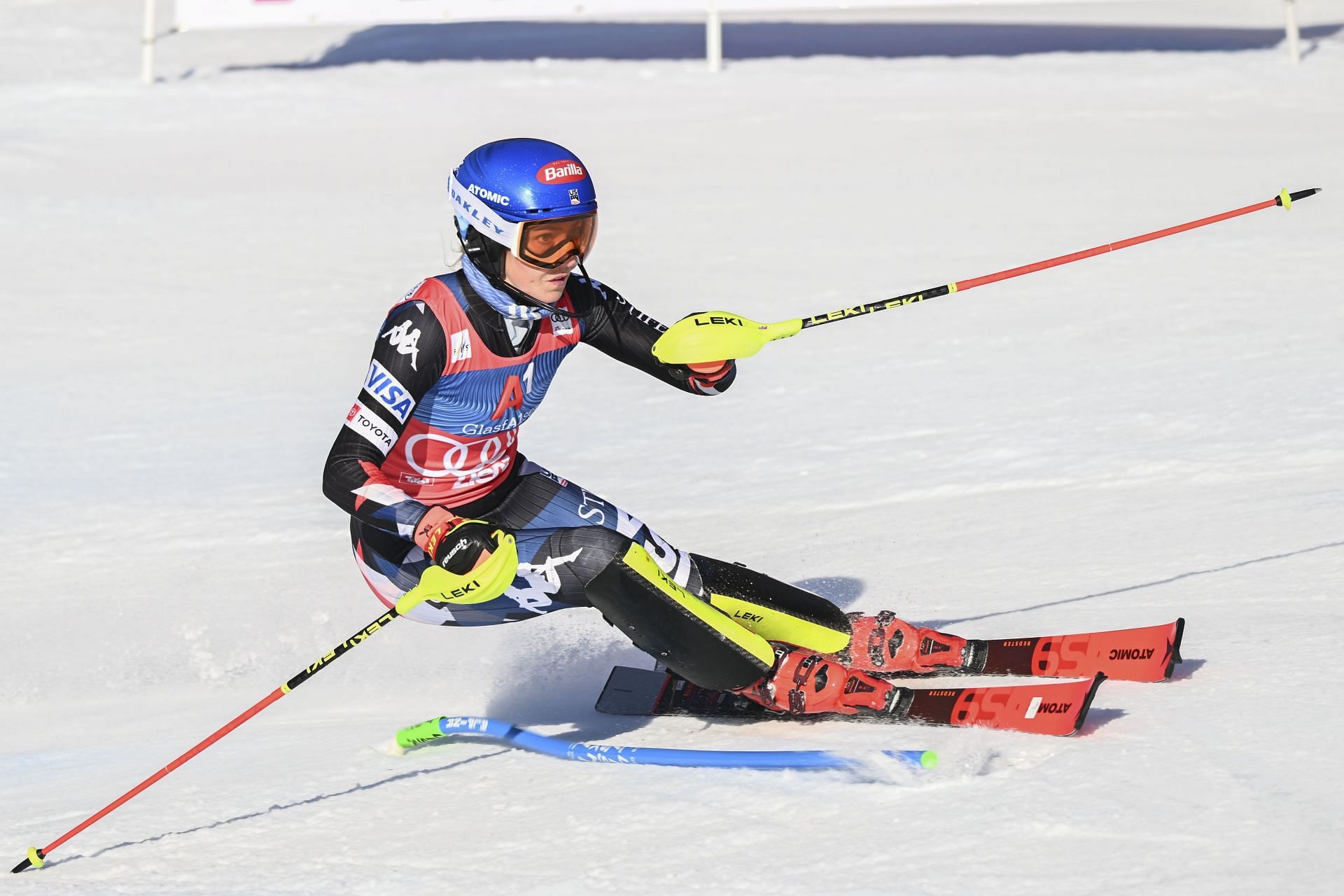 Mikaela Shiffrin during the first run at the Audi FIS Alpine Ski World Cup in Lienz, Austria. (Photo by Getty Images)