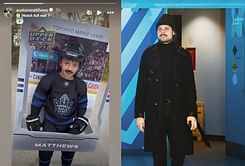 Auston Matthews reacts to young fan's Halloween costume as Maple Leafs star's hockey card