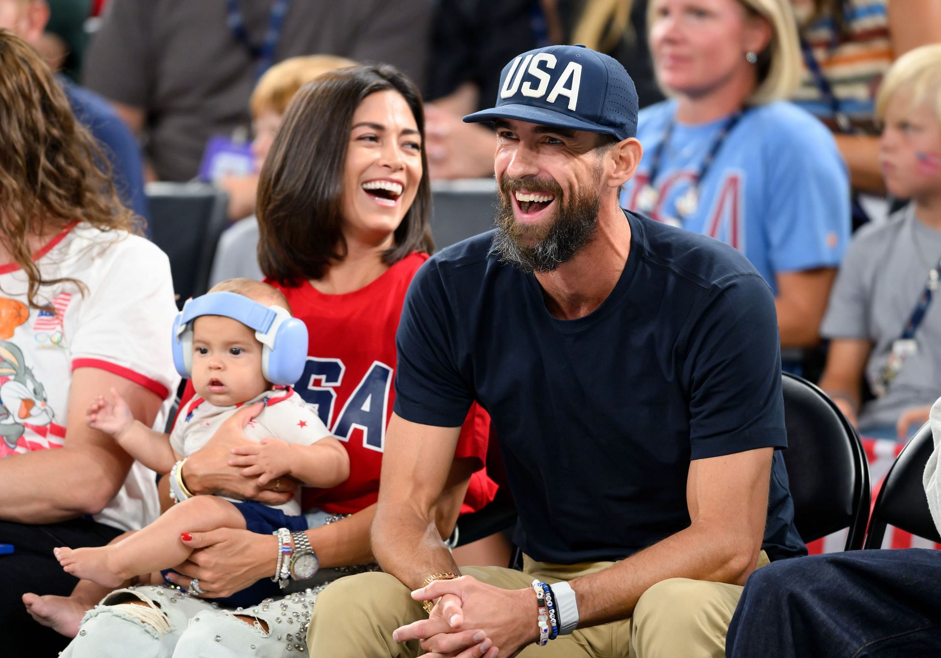 Michael Phelps during a basketball game on the 12th day of the Paris Olympics (Image via Getty Images)