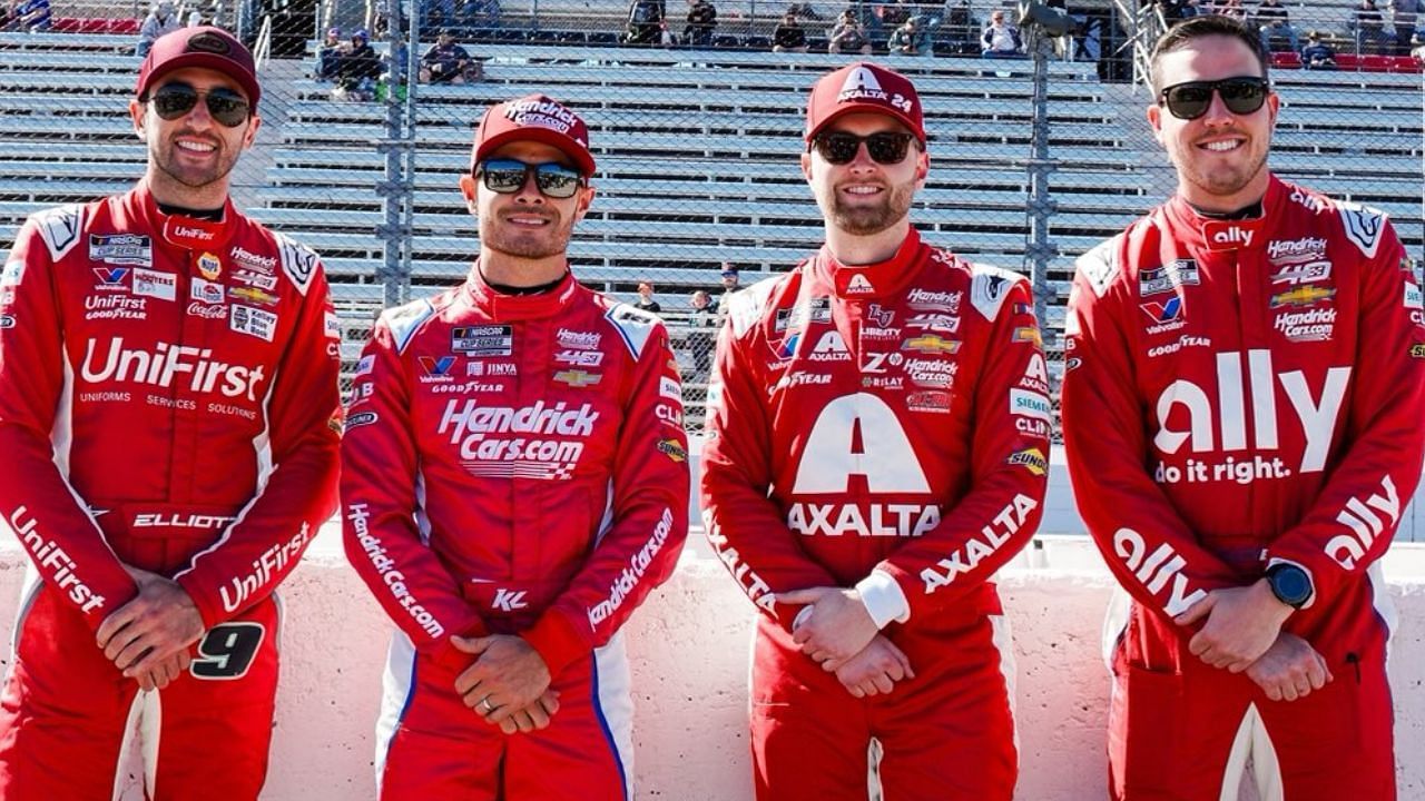 Chase Elliott and his Hendrick Motorsports teammates (Image credit Hendrick Motorsports on X)