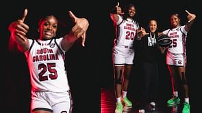 PIC: South Carolina’s Raven Johnson and Sania Feagin snapped with stylish Dawn Staley at 2024 SEC Media Days