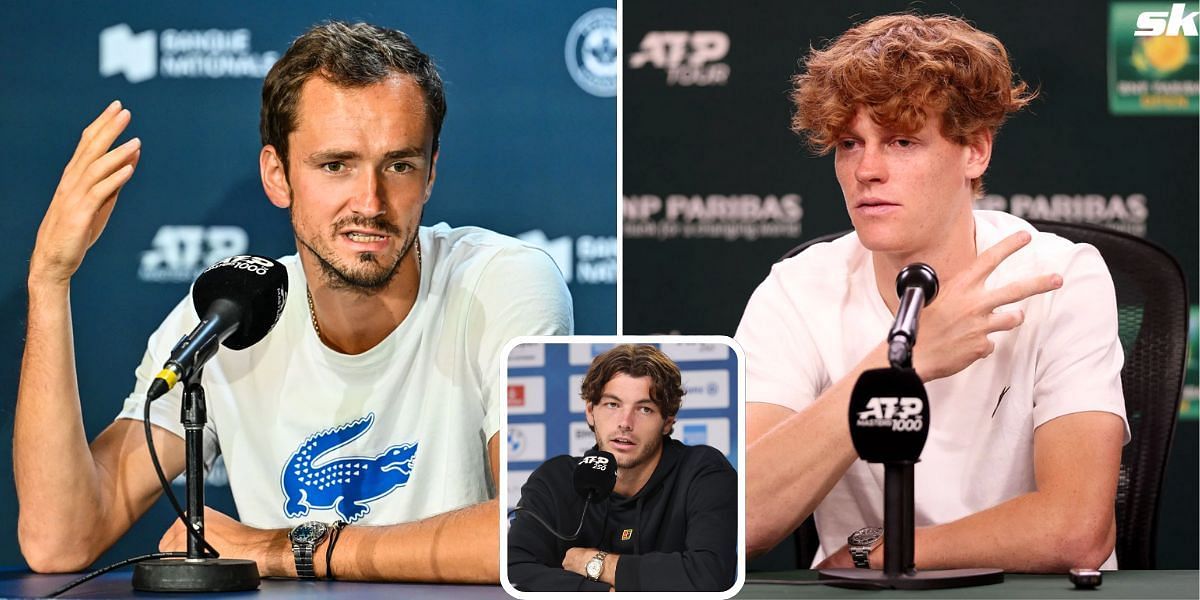 Daniil Medvedev (L), Taylor Fritz (inset) and Jannik Sinner (R) (Image Source: Getty)