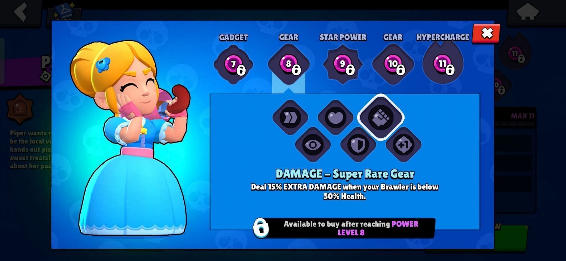 Alongside her accuracy at long-range, this gear allows Piper to end fights effectively, turning dangerous situations into moments where she can deal significant amounts of damage (Image via Supercell)