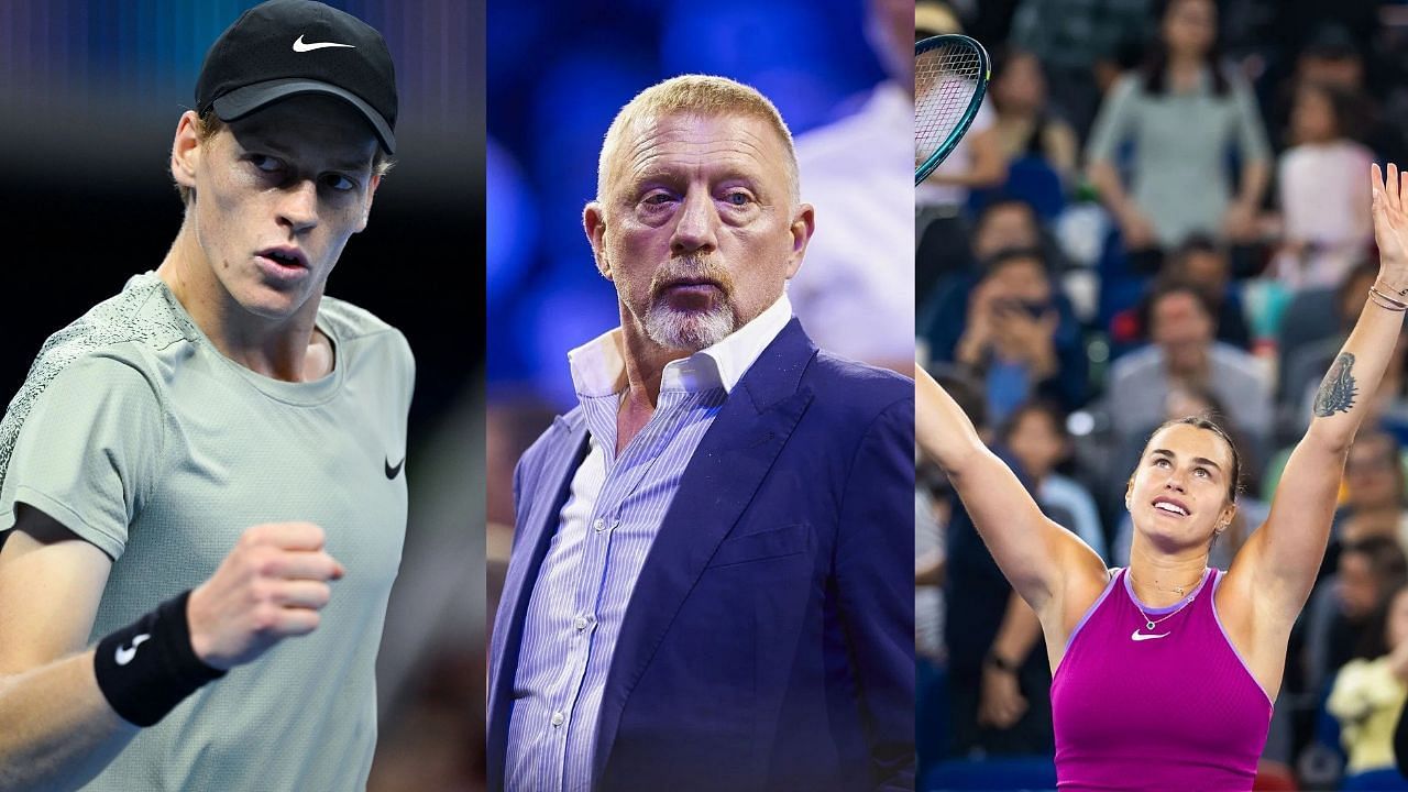 Jannik Sinner, Boris Becker, and Aryna Sabalenka (Images via: All three Getty)