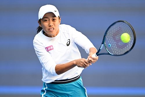 Zhang Shuai in action at the 2024 China Open. (Source: Getty)