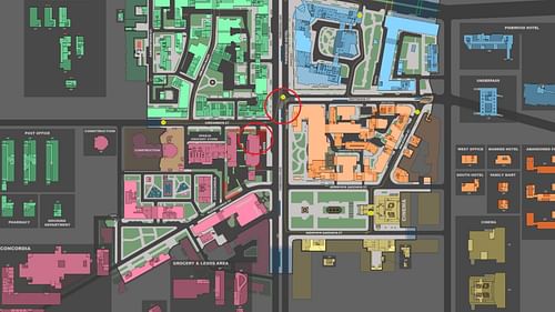 The locations of the convoy and ambush spot (Image via Battlestate Games and Tarkov wiki)