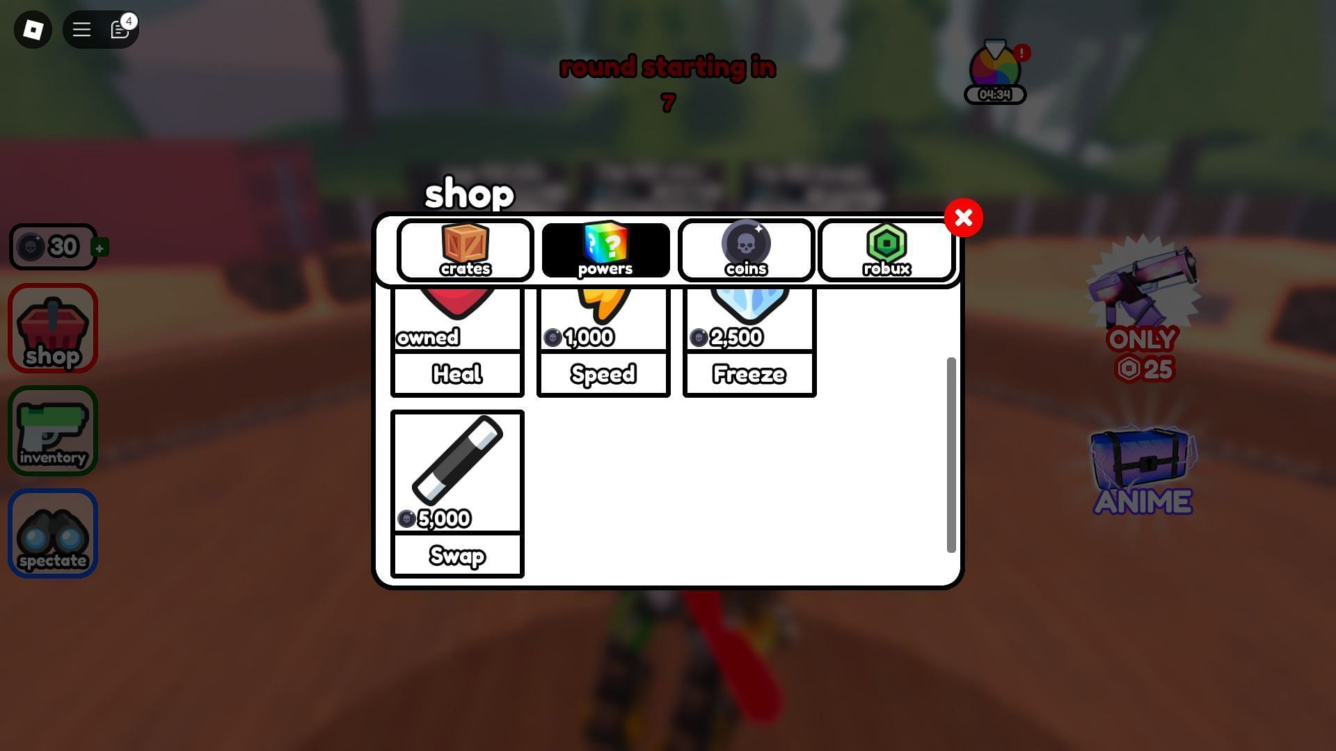 Earn rewards like Powers in Hide or Die (Image via Roblox)