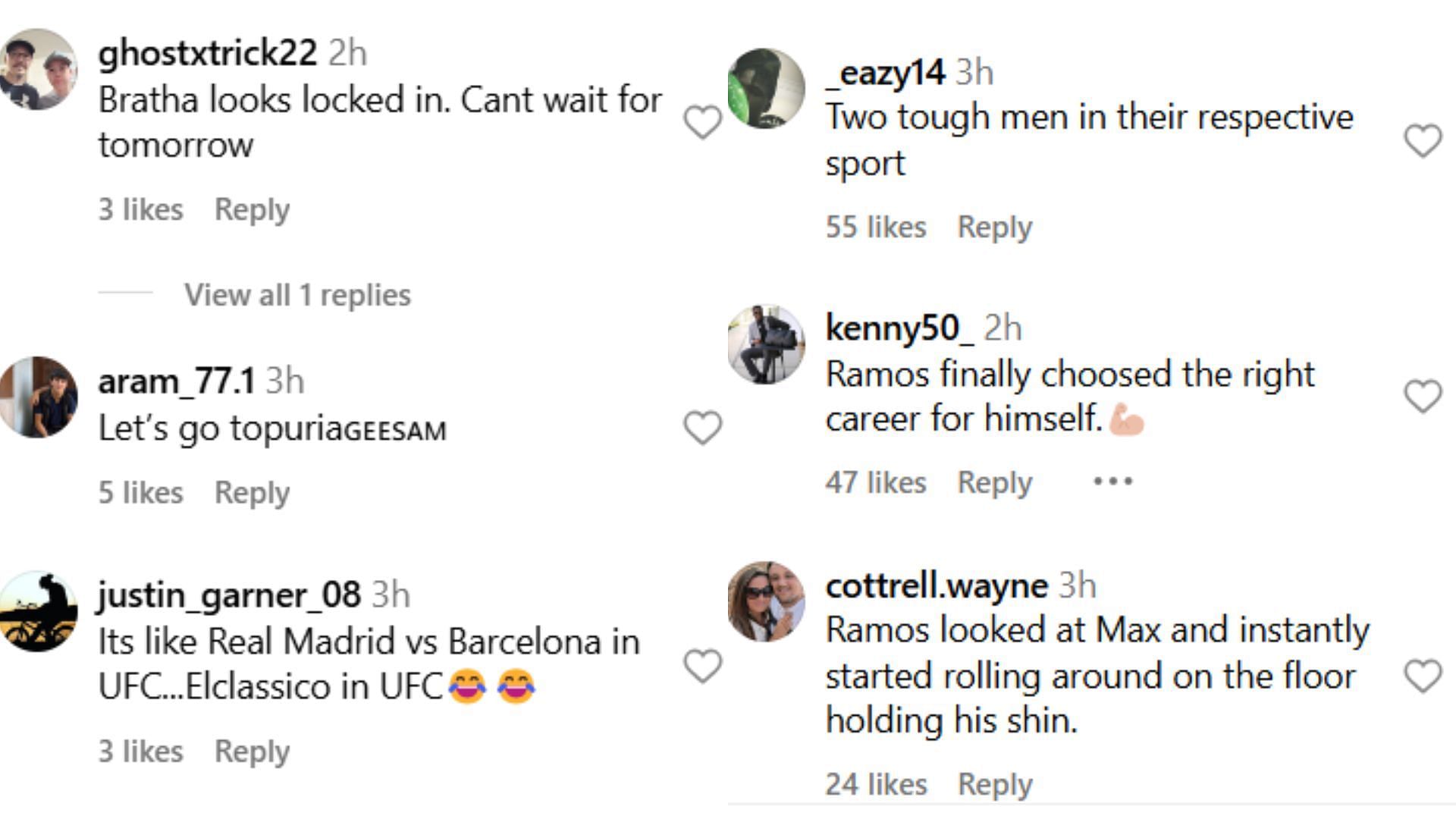 Fan reactions to ESPN MMA&#039;s Instagram post.