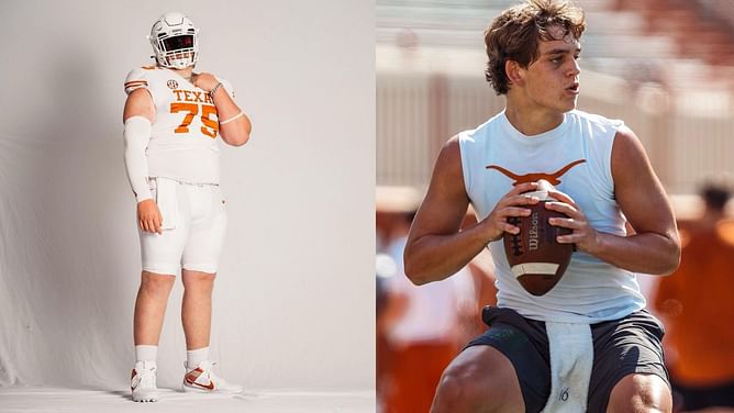 6'6'' Texas Longhorns commit John Mills says he's "looking forward" to win "some national championships" with Arch Manning