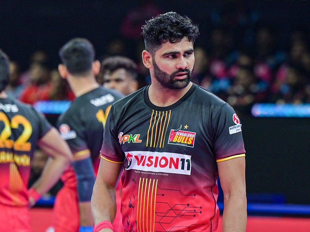 परदीप नरवाल यूपी योद्धा के खिलाफ एक्शन में होंगे (Photo Credit - @BengaluruBulls)