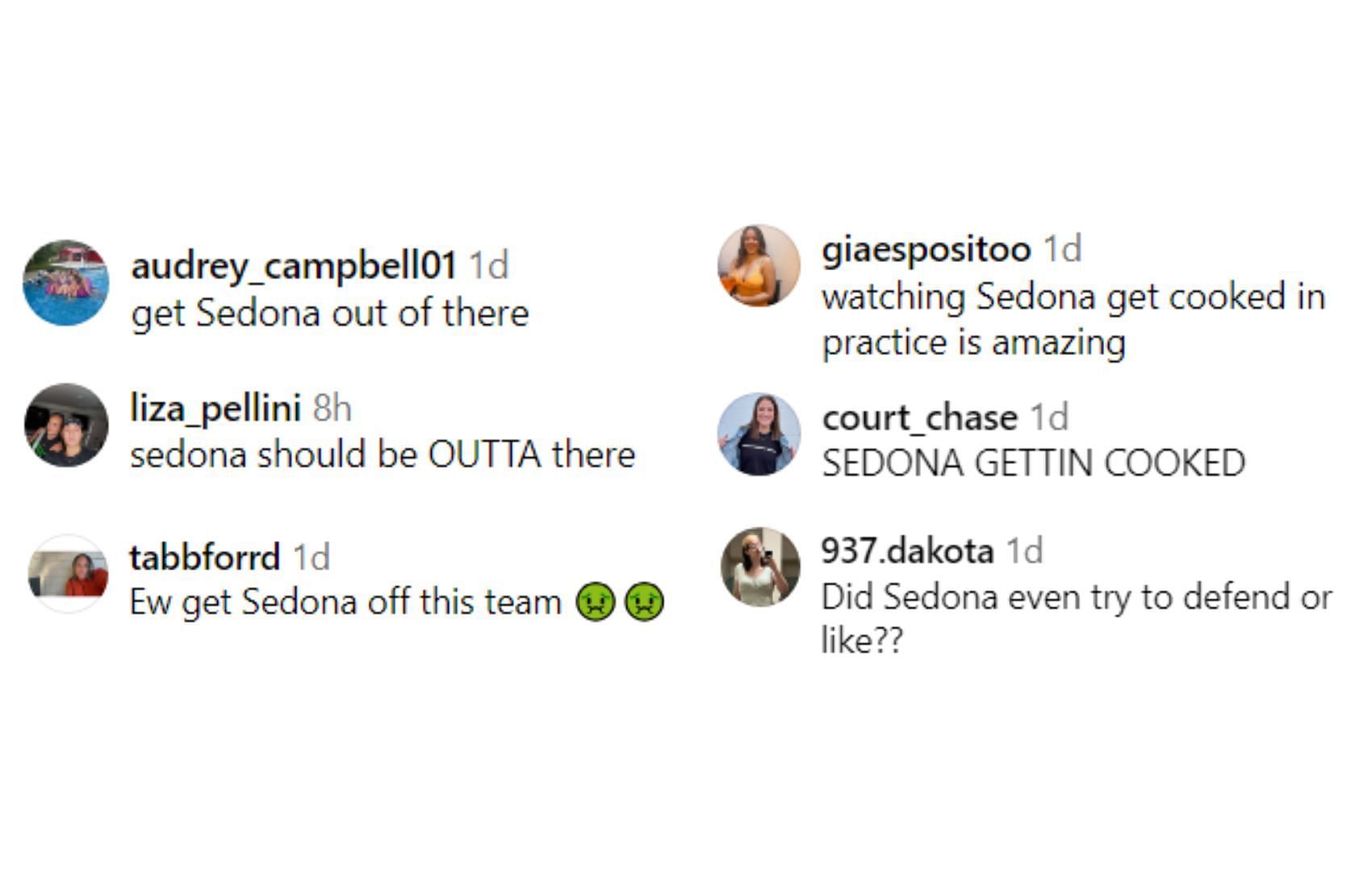 Fans&#039; comments about Sedona Prince on TCU&#039;s IG post