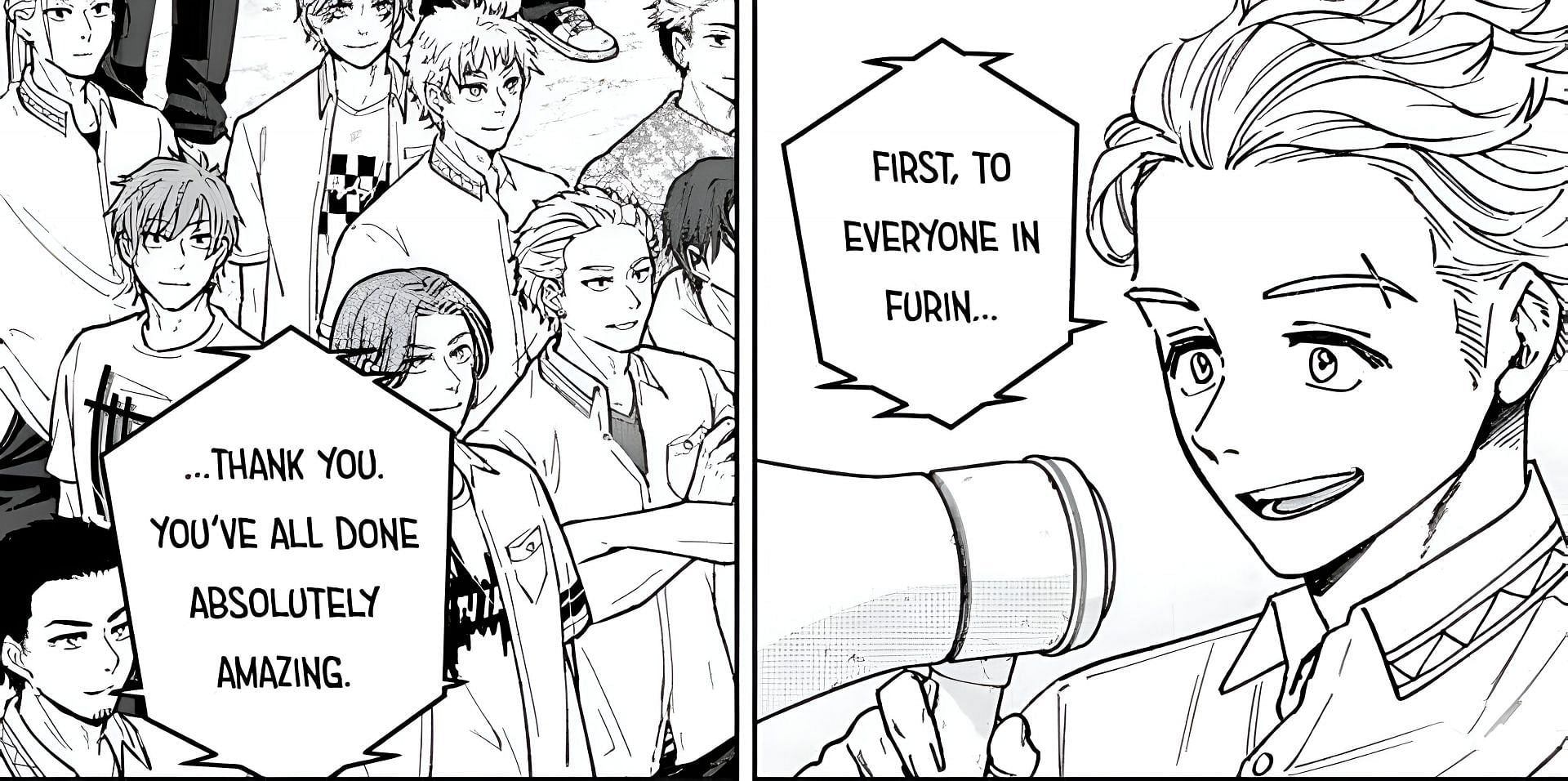 Umemiya thanking his group for their services (Image via Kodansha)