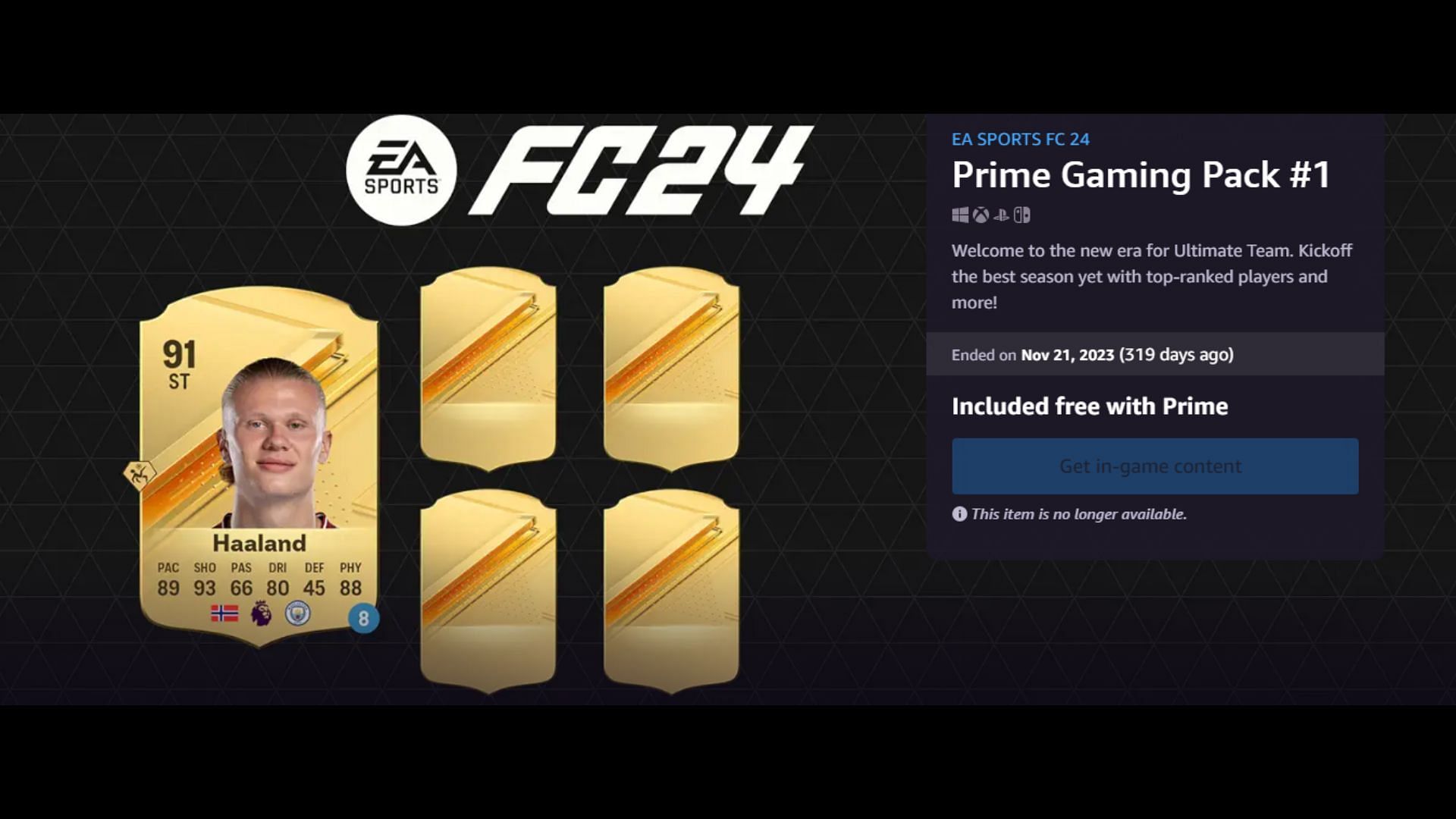 EA FC 24 Prime Pack 1 (Image via gaming.amazon.com)