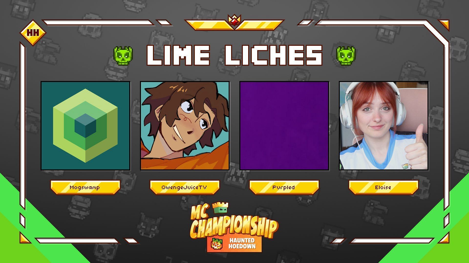 Lime Liches replaces the former Lime Llamas for the Minecraft Championship (MCC) Haunted Hoedown (Image via MCChampionship_)