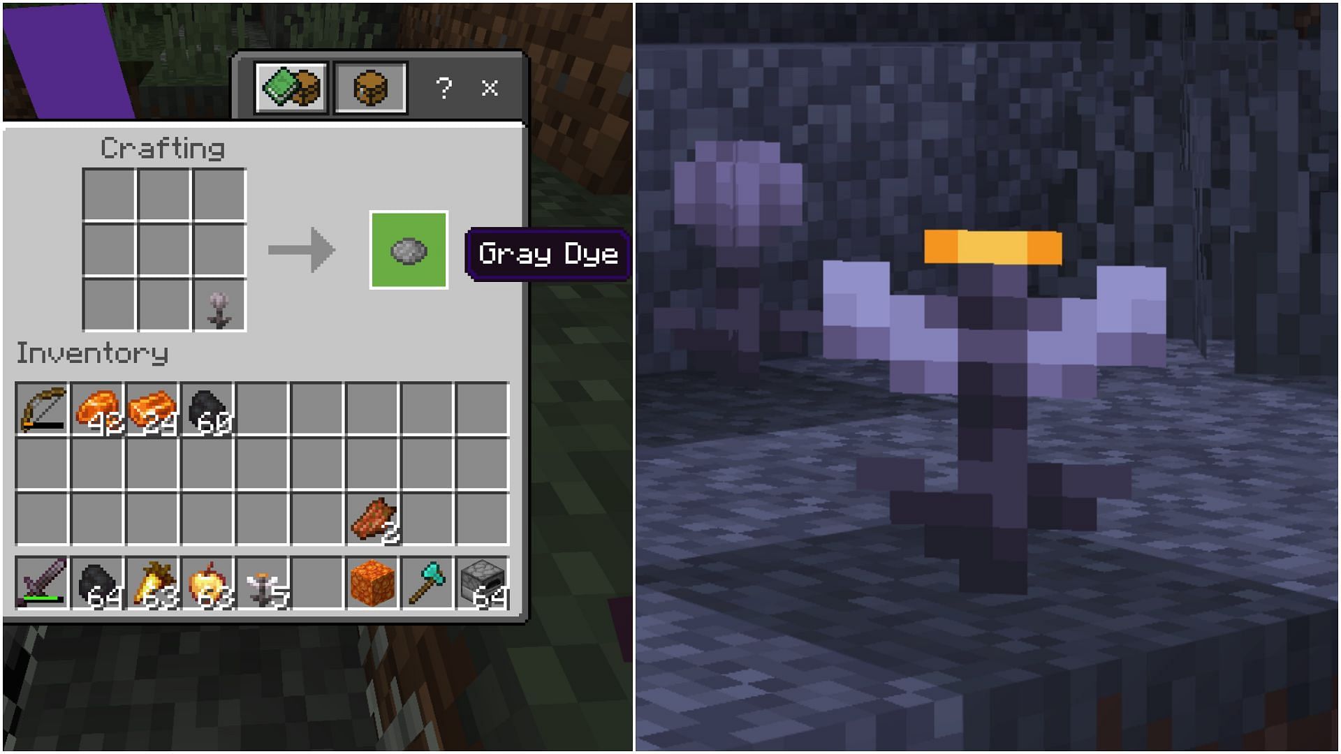 Eyeblossoms can be used to get gray and orange dye and can be used as decorative flowers. (Image via Mojang Studios)