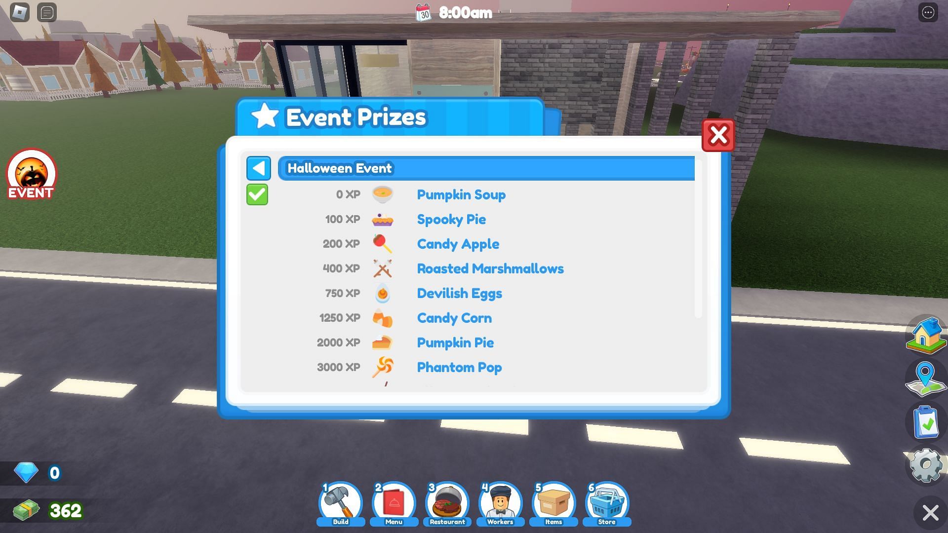 All unlockable Spookfest recipes (Image via Roblox)