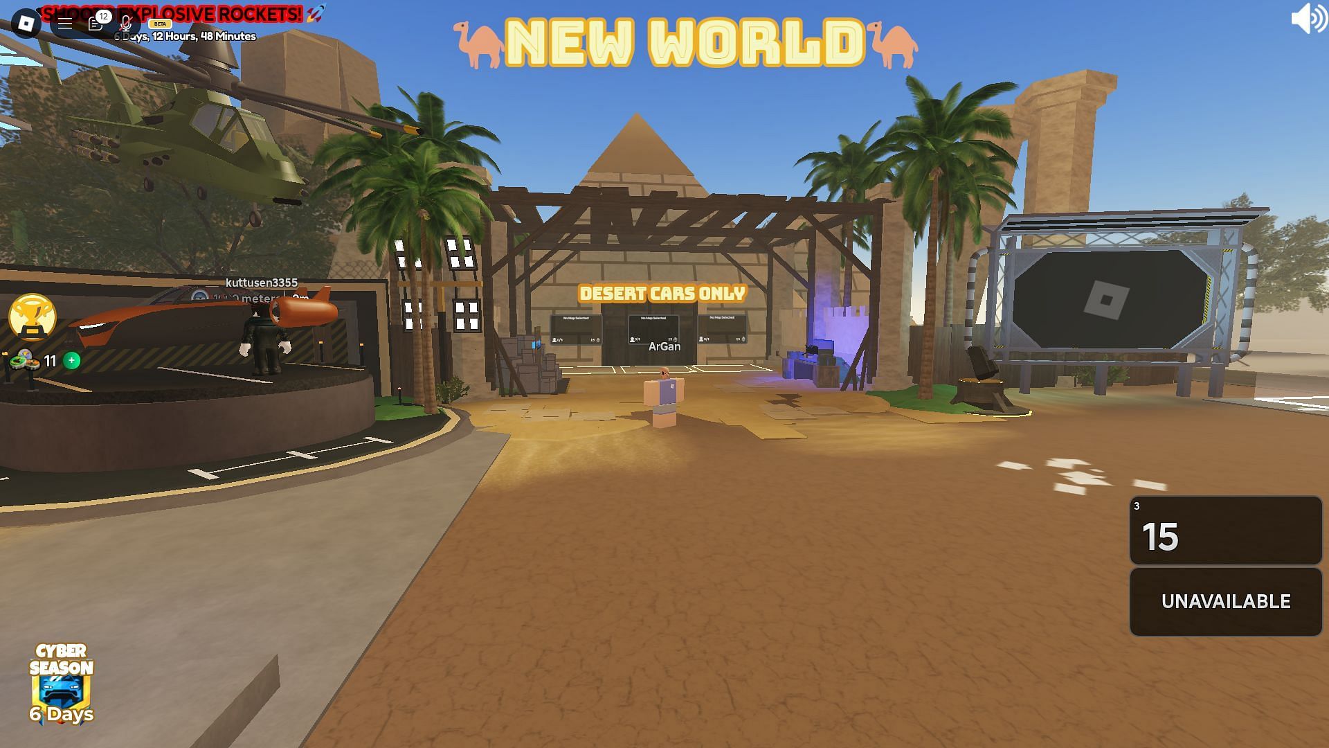 The Dunes map matchmaking area (Image via Roblox)