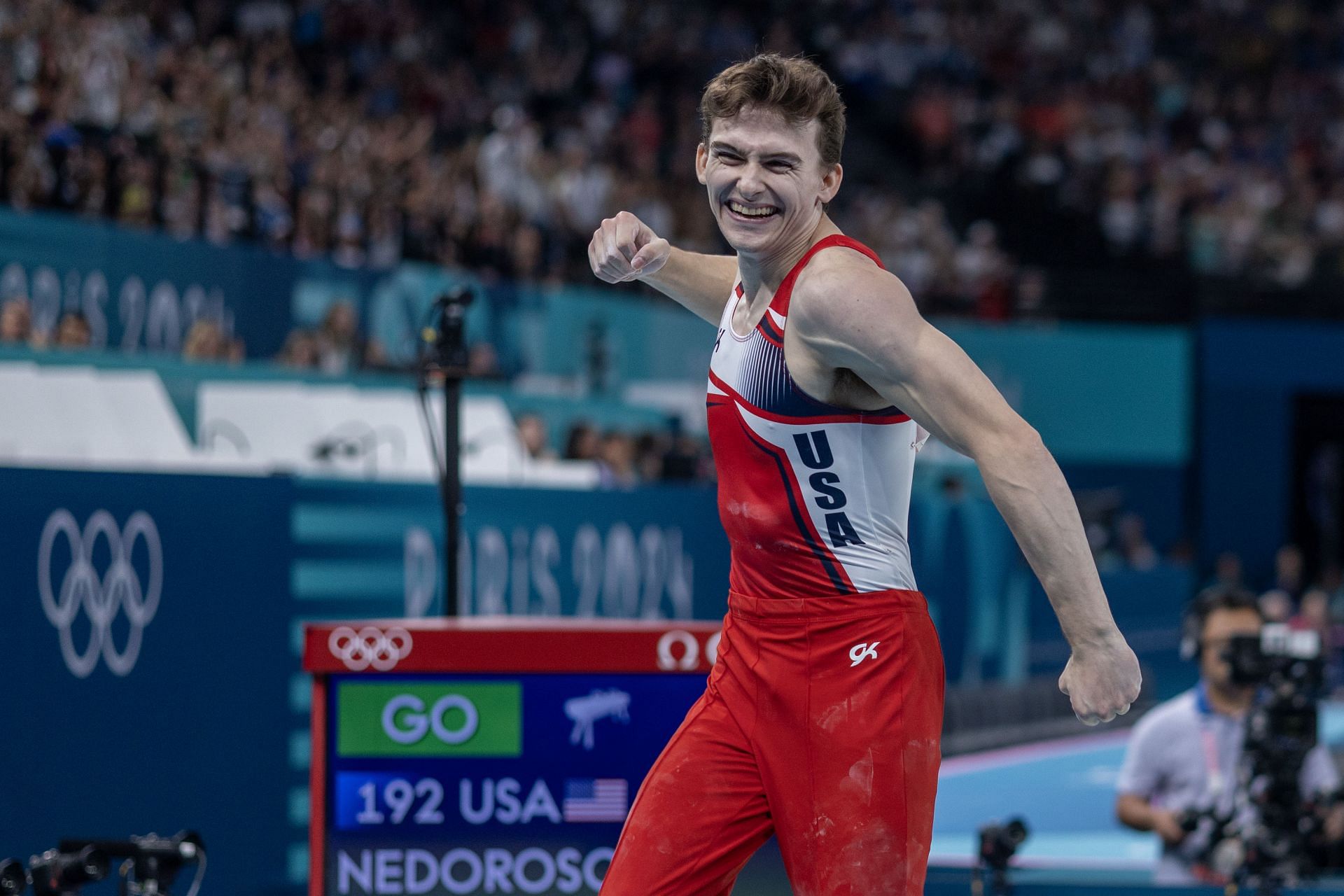 Nedoroscik during his pommel horse performance at the 2024 Summer Olympics (Image via: Getty Images)