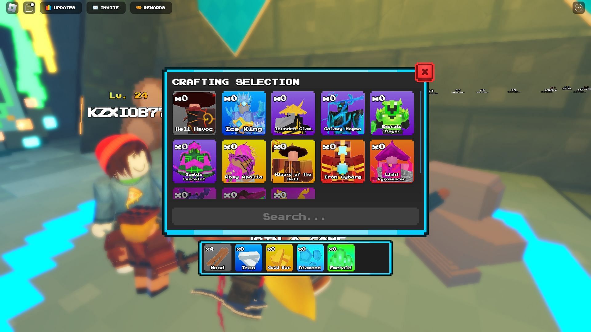 The Crafting Selection (Image via Roblox)