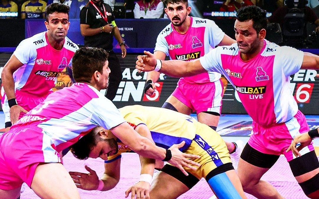 जयपुर पिंक पैंथर्स vs तमिल थलाइवाज (Photo Credit - @ProKabaddi)