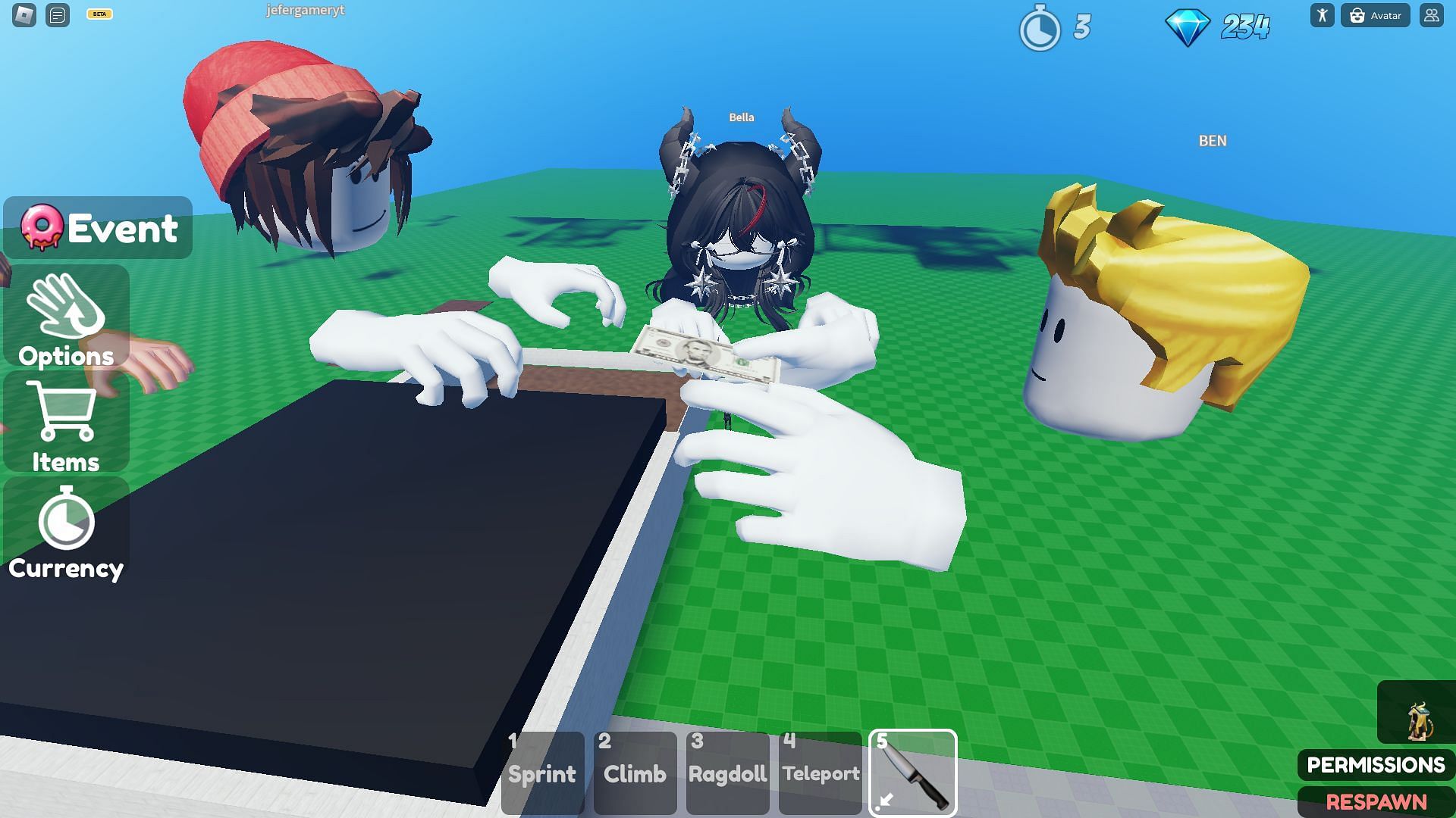 Gameplay screenshot from Realistic Hand RP (Image via Roblox)