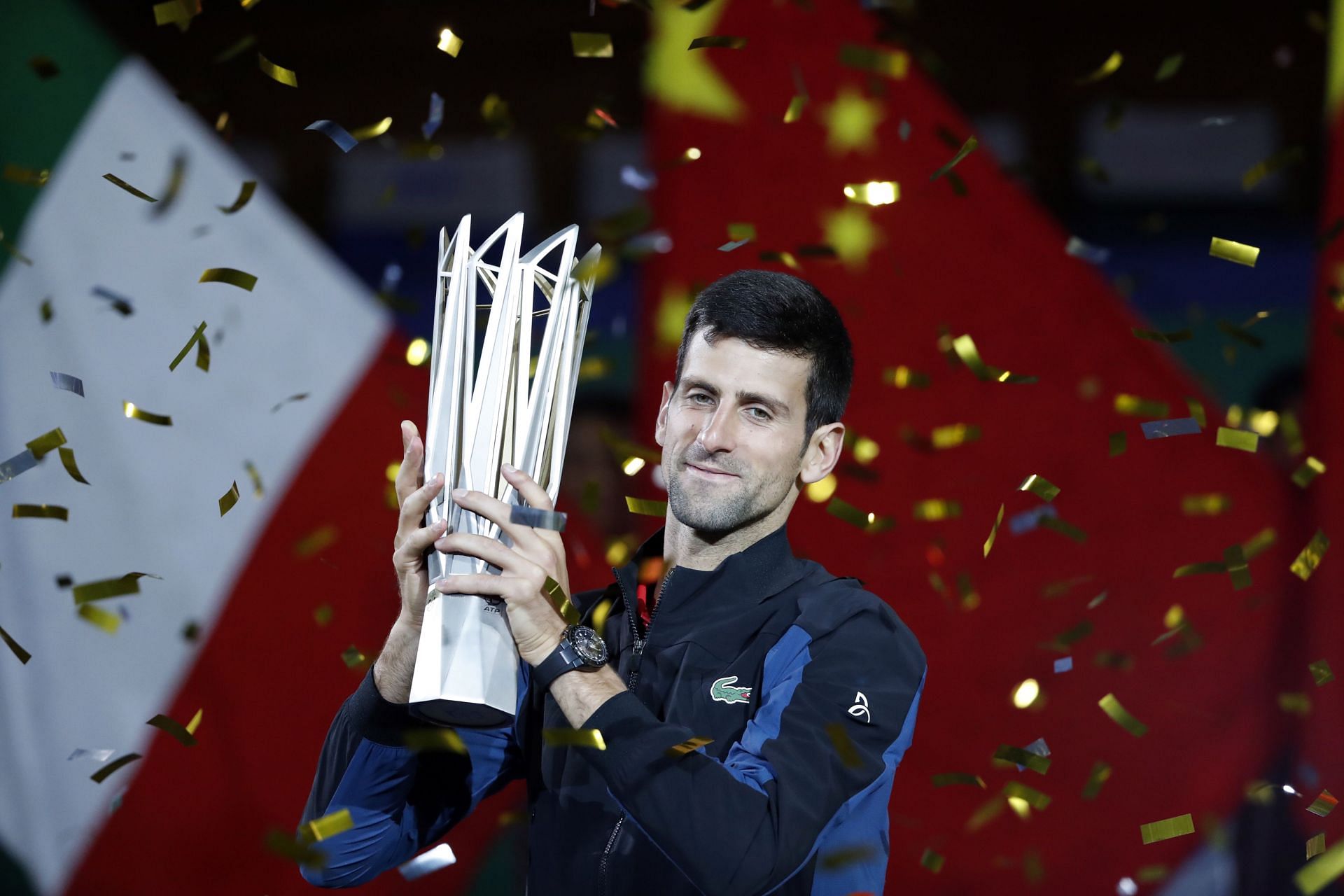 Novak Djokovic pictured with the trophy at the 2018 Shanghai Masters | Image Source: Getty