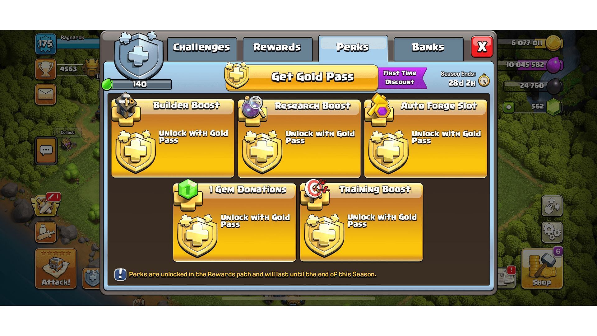 Perks of purchasing the Gold Pass (Image via Supercell)