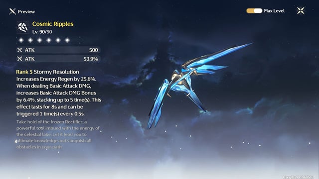 5 Star Razor Weapon Wuthering Waves Cosmic Ripples stats, effects, and materials