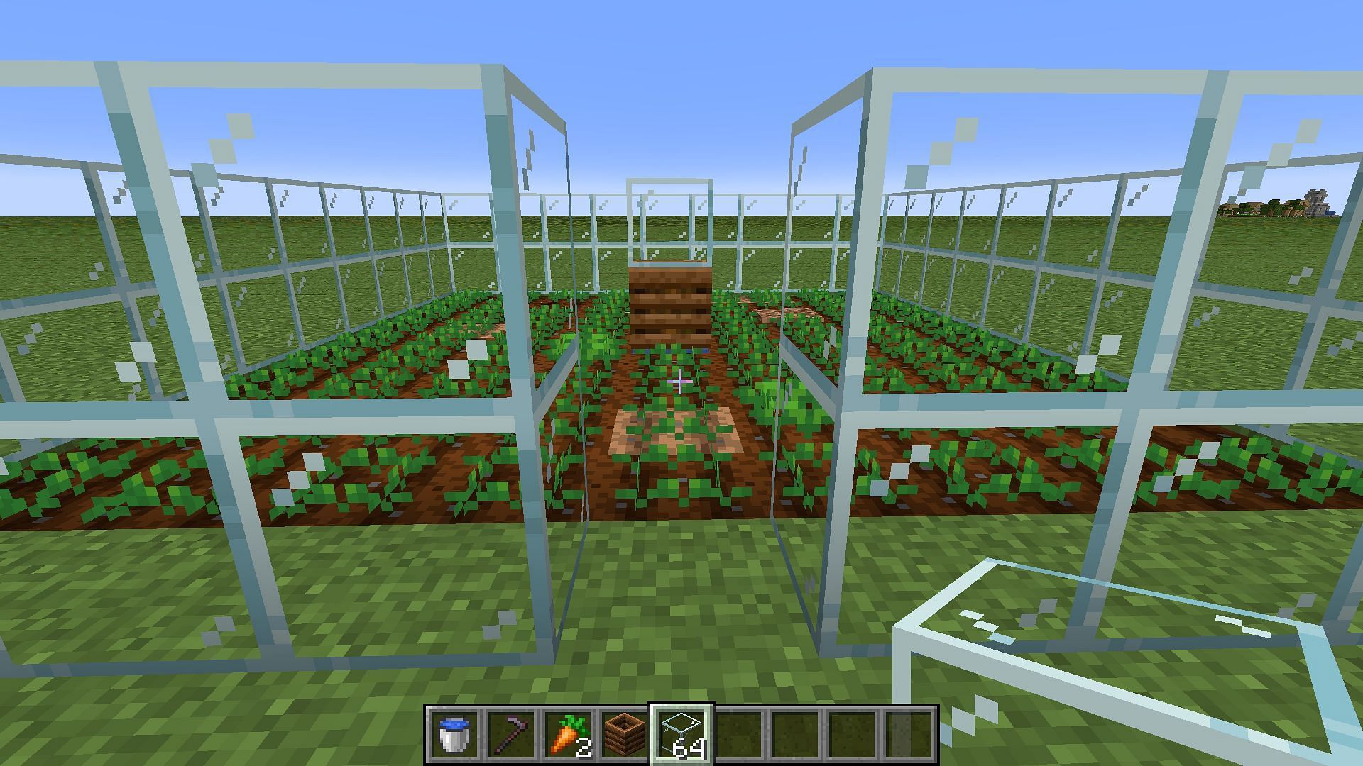 Remove two glass blocks to create the path for the catchment area (Image via Mojang Studios)