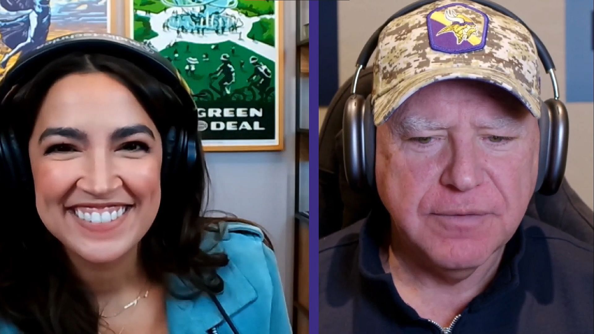 Governor Tim Walz and Congresswoman AOC livestream video games on Twitch for the Kamala Harris campaign (Image via Kamala Harris/Twitch)