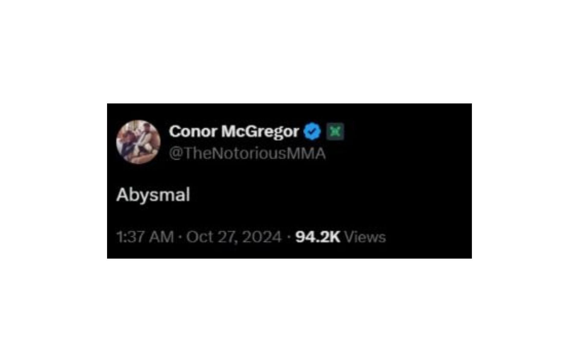 Screenshot courtesy @TheNotoriousMMA on X