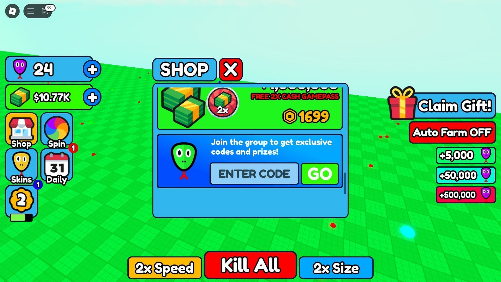 Code box in Snake Simulator (Image via Roblox)