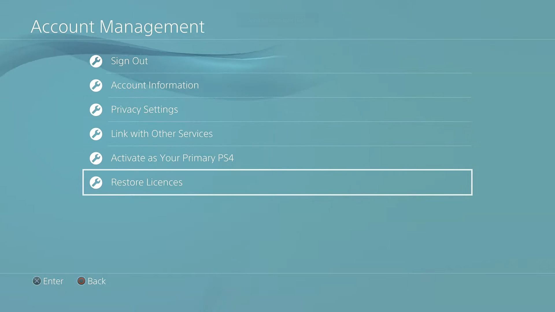 Restoring game licenses on PS4 (Image via PlayStation)