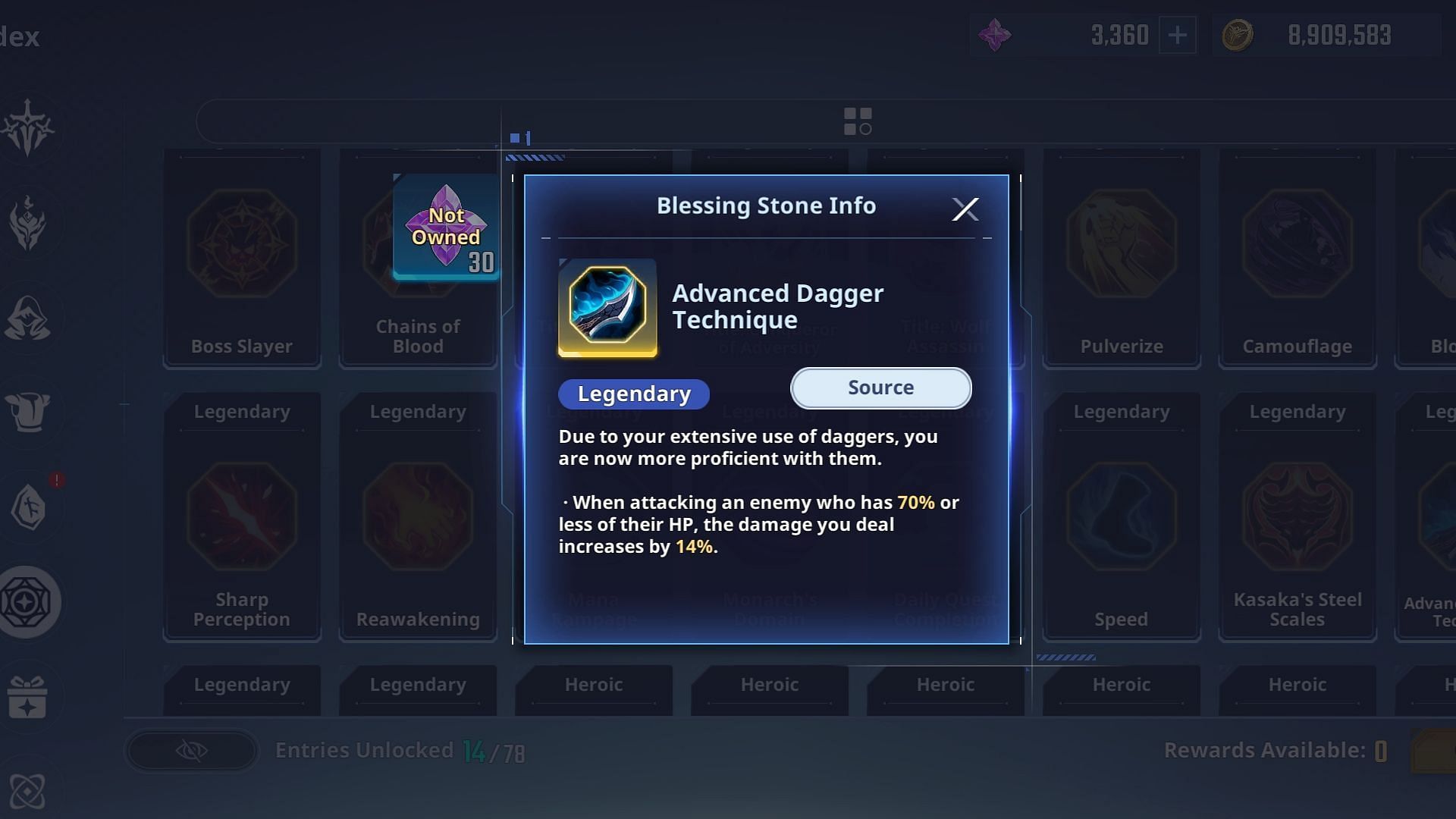  The Advanced Dagger Technique Blessing Stone (Image via Netmarble)