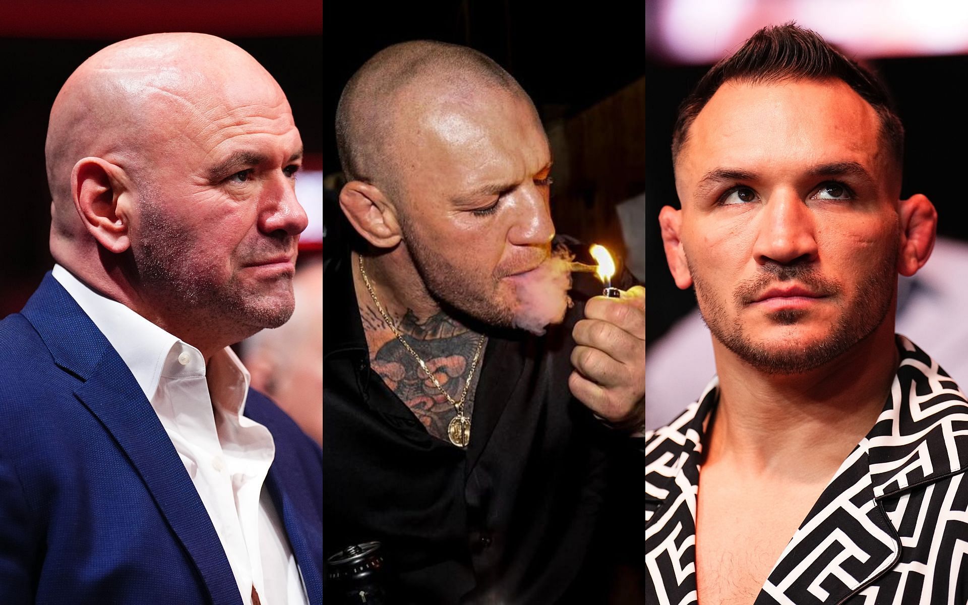 Dana White (left) touched upon whether the UFC has moved past the long-awaited matchup between Conor McGregor (middle) and Michael Chandler (right) [Images courtesy: left and right images via Getty Images, middle image via @thenotoriousmma on Instagram]