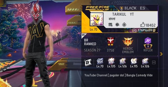 Tarikul YT की Free Fire MAX ID, स्टैट्स और अन्य जानकारी