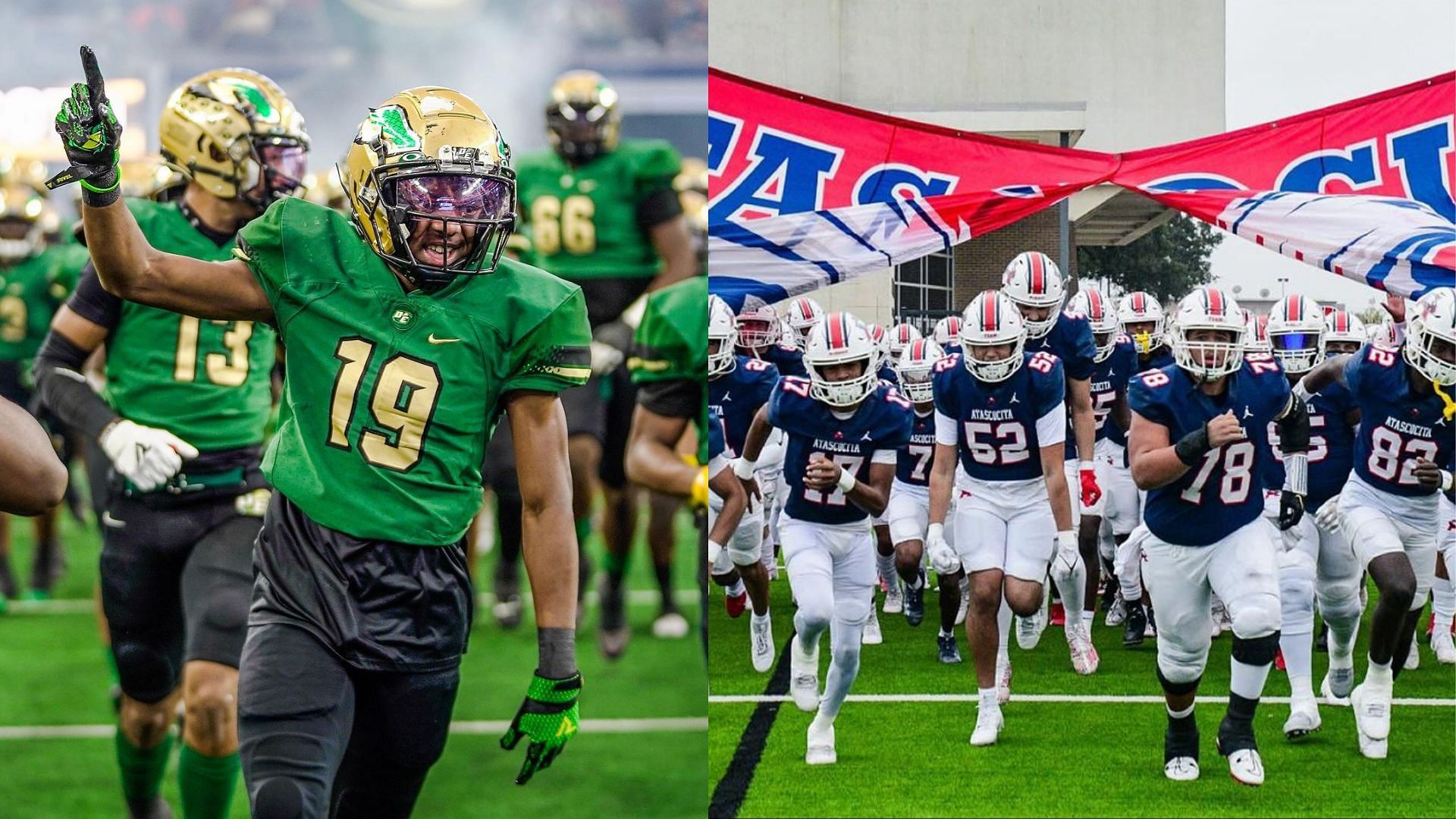 DeSoto High School and Atascocita High School (Images via Instagram/DeSoto Football and Atascocita Football)