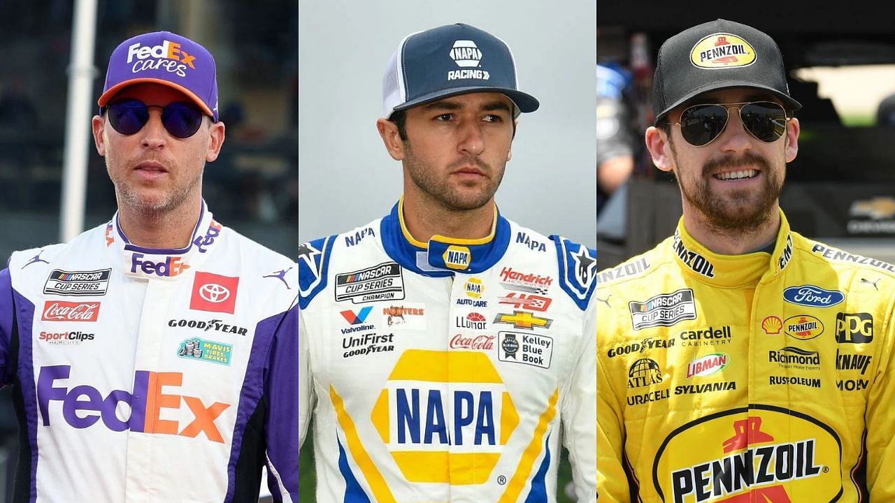 Denny Hamlin, Chase Elliott and Ryan Blaney (Images via Getty)