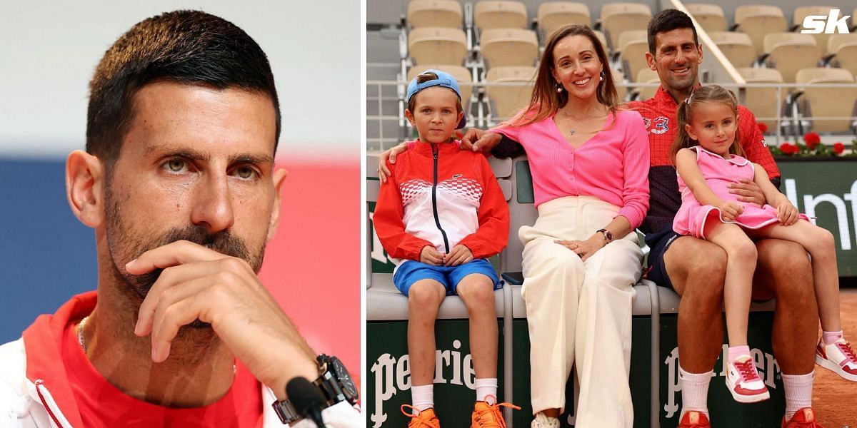 Novak Djokovic with his wife Jelena and their children (Source: Getty)