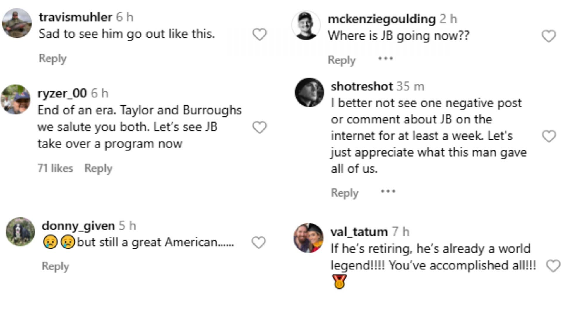 Screengrabs of comments on Jordan Burroughs&#039; elimination [Image Source : Wrestlers Grind&#039;s Instagram]