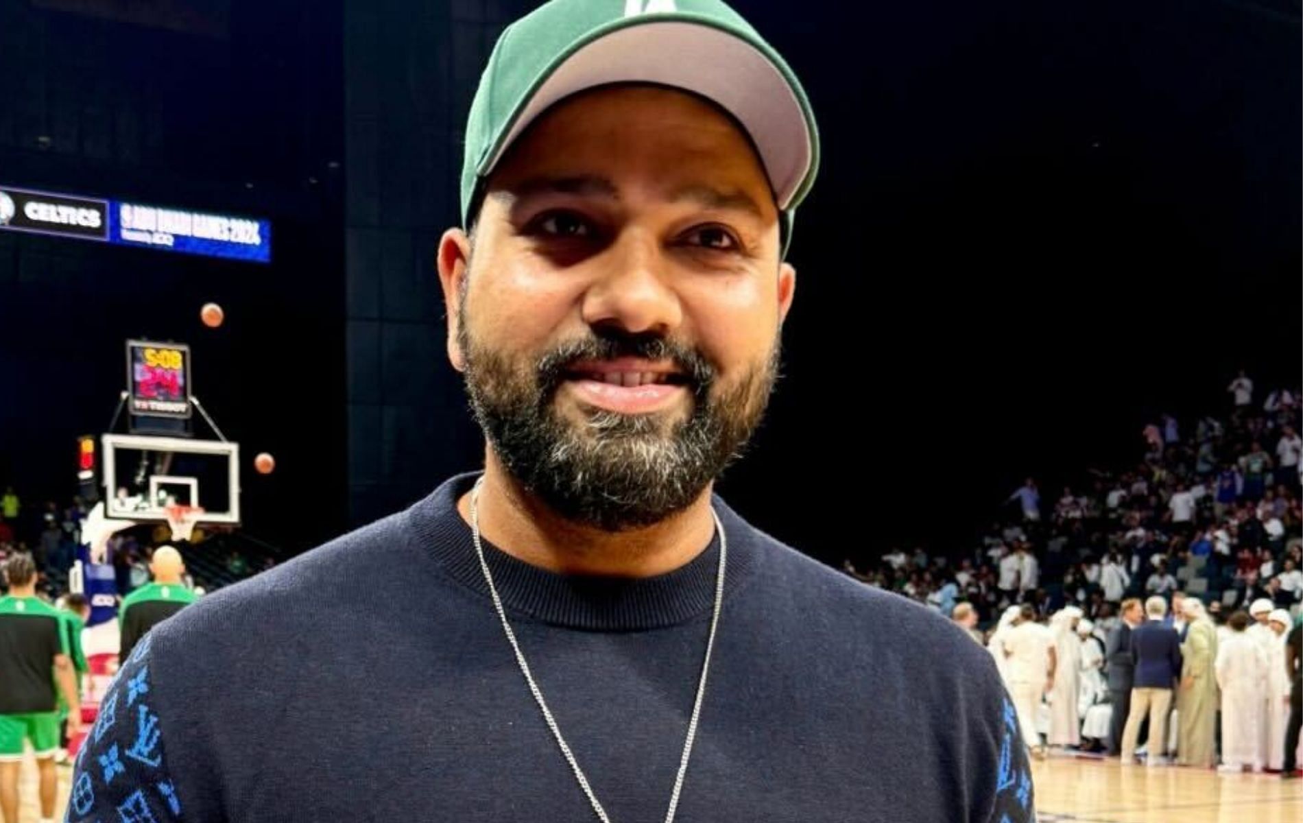 Rohit Sharma attended the NBA preseason opener between Celtics and Nuggets. (Pic: X/NBA)