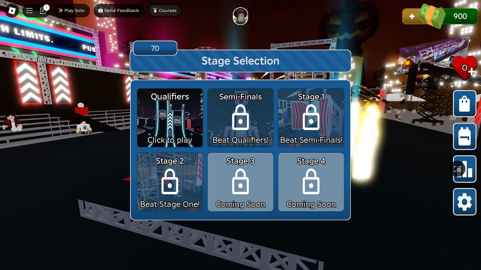 Stage selection (Image via Roblox)